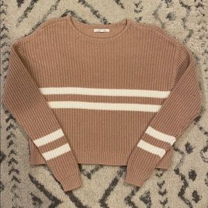 Pacsun pink striped rugby cotton cable sweater